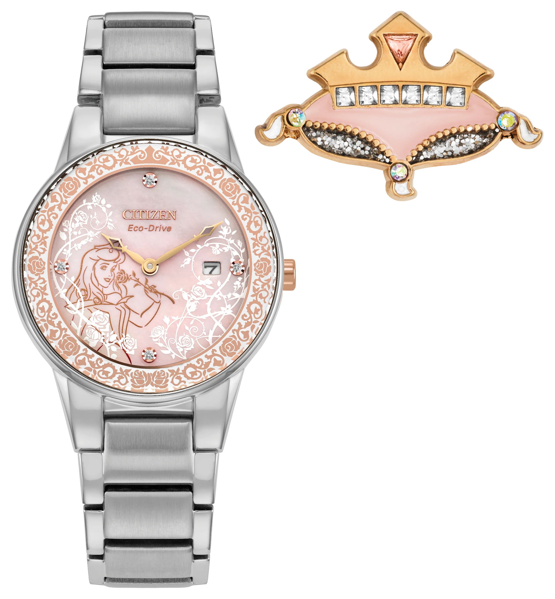 Aurora Enchanted Pink Dial Stainless Steel Bracelet GA1081-65N